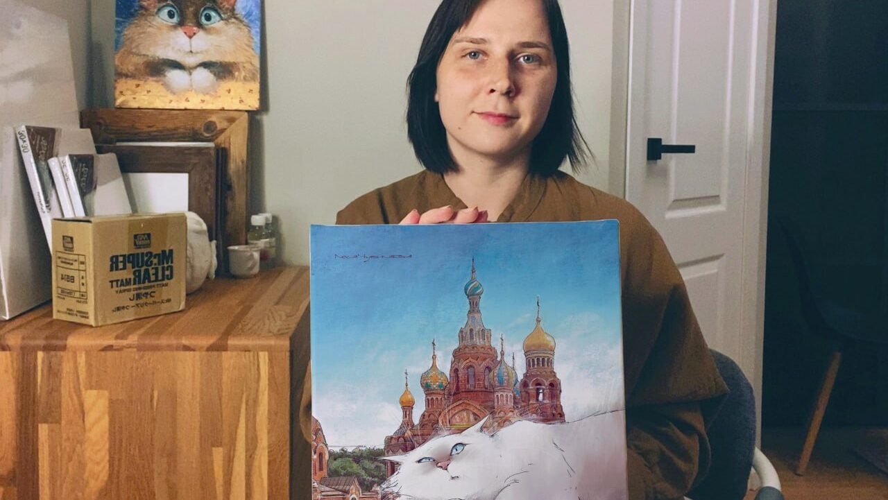 Художница Люся Чувиляева подарила приюту для животных картину